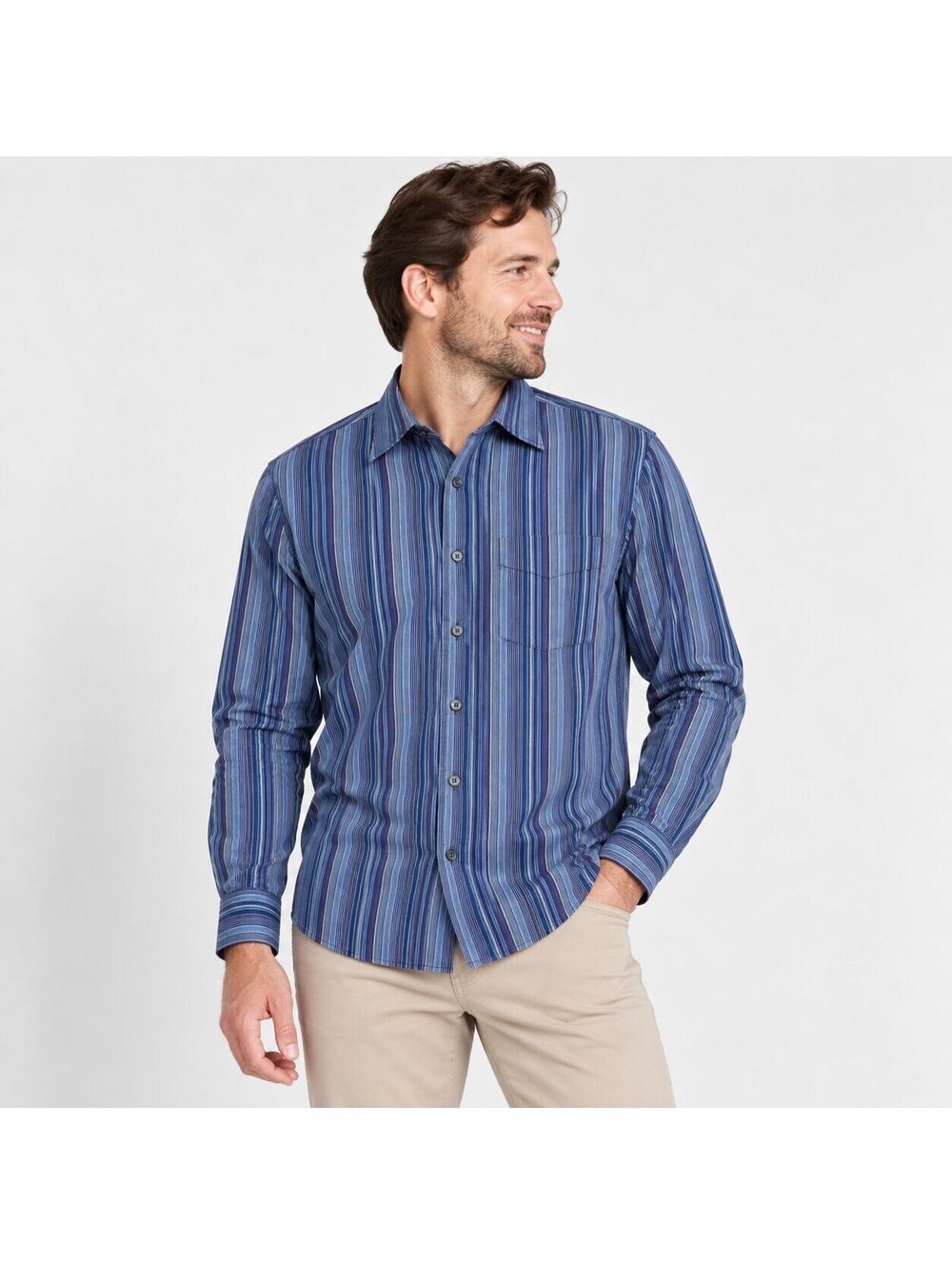 Paul Smith London Men's Striped Cotton Button-Up Shirt Blue Size 16/41 Italy